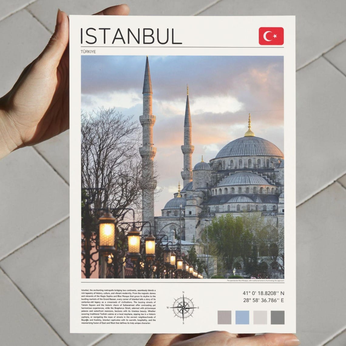 Istanbul Blue Mosque at Dusk Minarets Golden Lights Travel Poster - Image 4