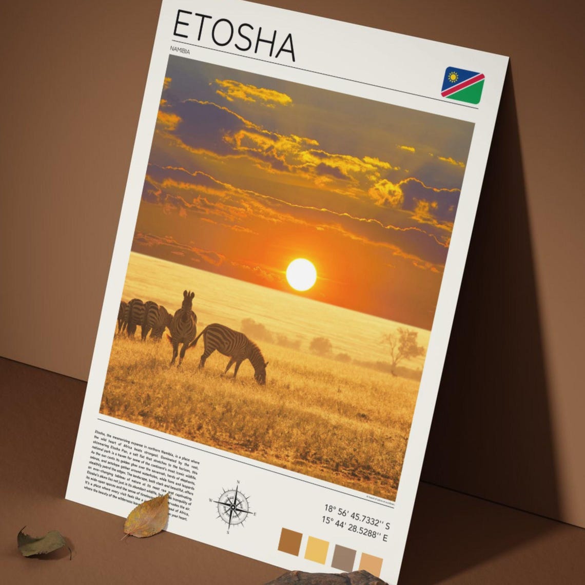 Etosha Namibia Zebras at Sunset Golden Savanna Safari Poster - Image 5