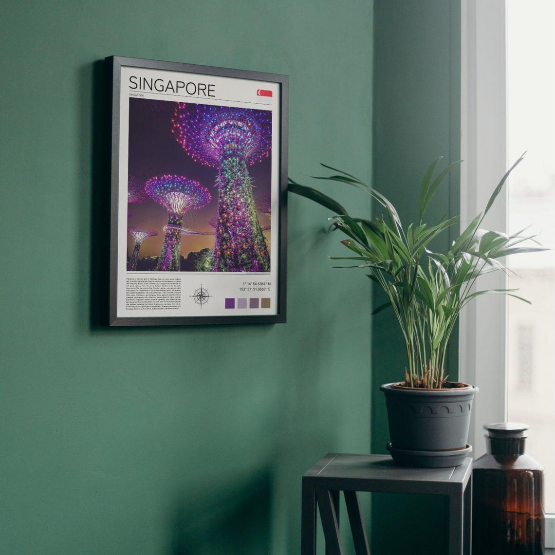 Singapore Print Singapore Poster Singapore Wall Art Gardens By The Bay Print Singapore Travel Asia Travel Art Supertree Grove Artwork - Image 2