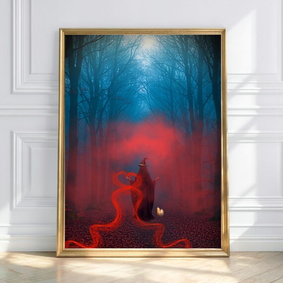 Dark Forest Witch Print Moody Gothic Home Decor