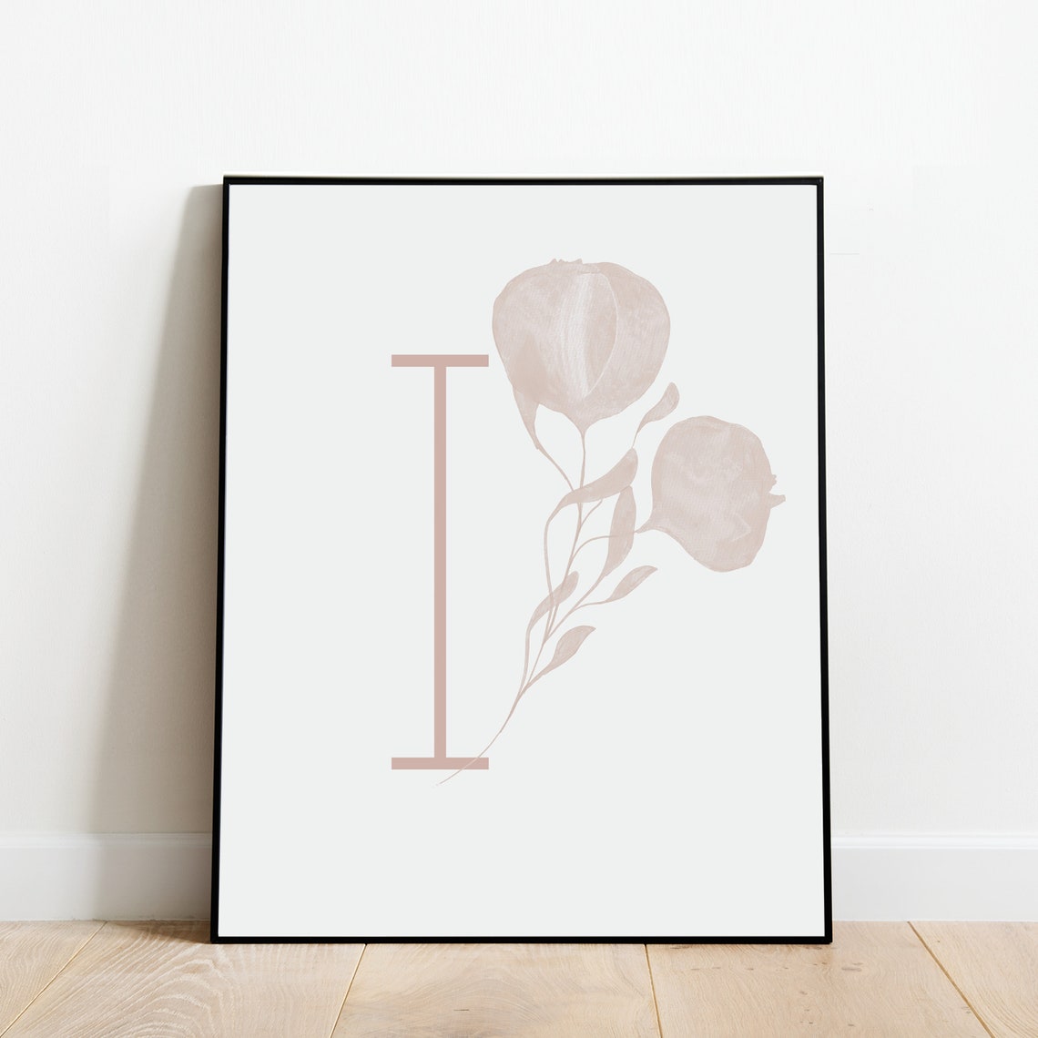 Letter I Floral Botanical Silhouette Monogram Alphabet Poster - Image 2