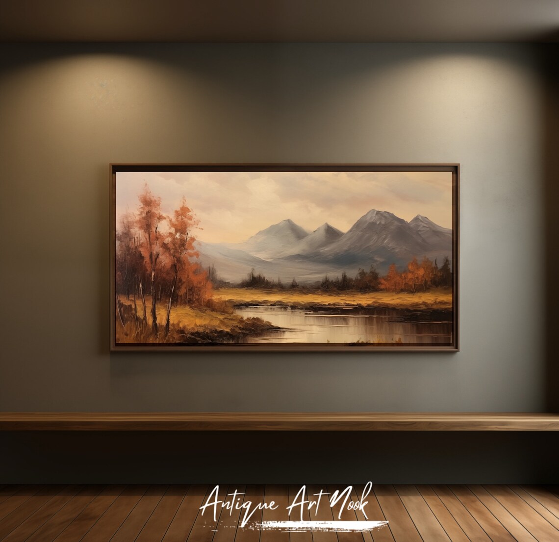 Autumn Landscape, Vintage Country Field Oil Painting - Image 2