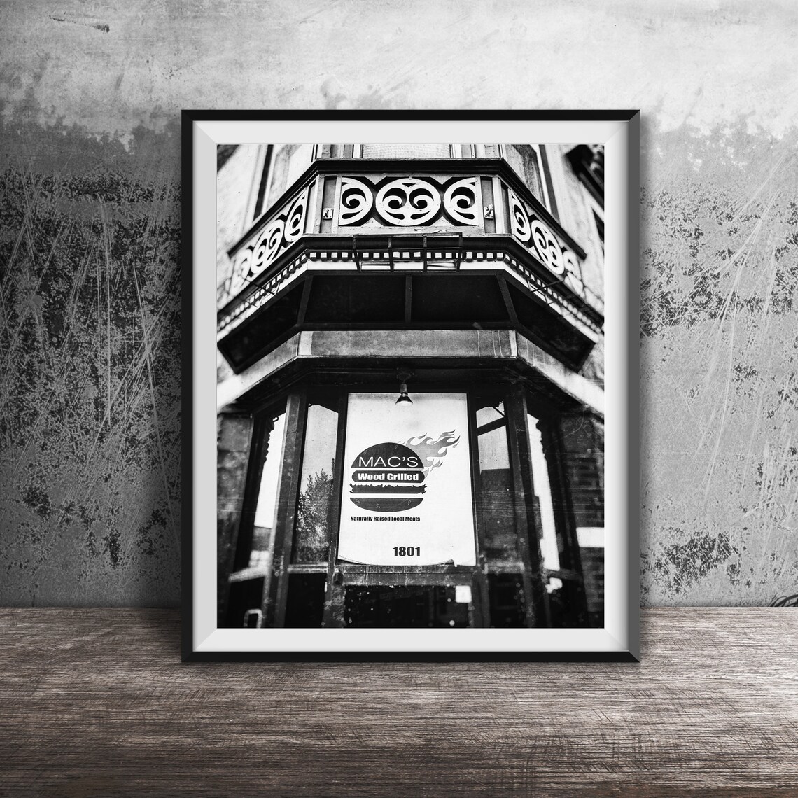 Mac's Wood Grilled Chicago Burger Window Sign Wicker Park Food Poster - Image 2