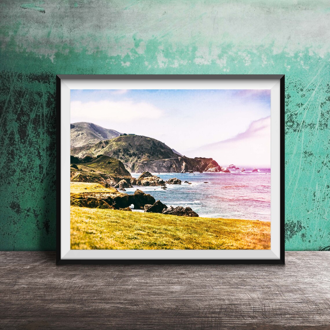 Big Sur California Coastline Golden Cliffs Ocean View Poster