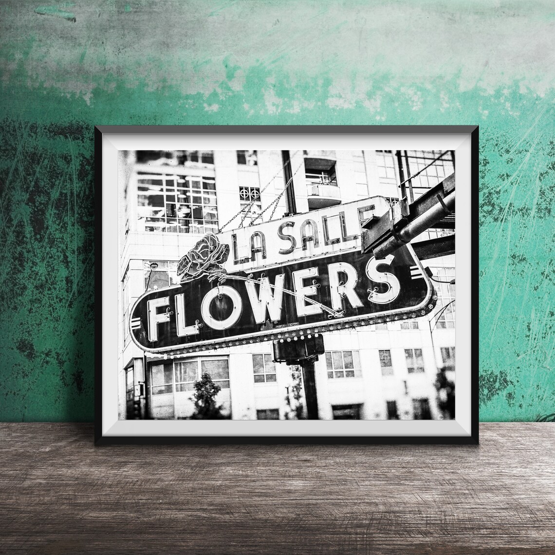 Lasalle Flowers Chicago Vintage Neon Sign Art Print - Image 2