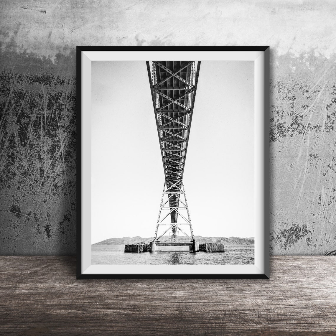 Astoria Bridge Green Steel Span Underneath View Oregon Poster - Image 2