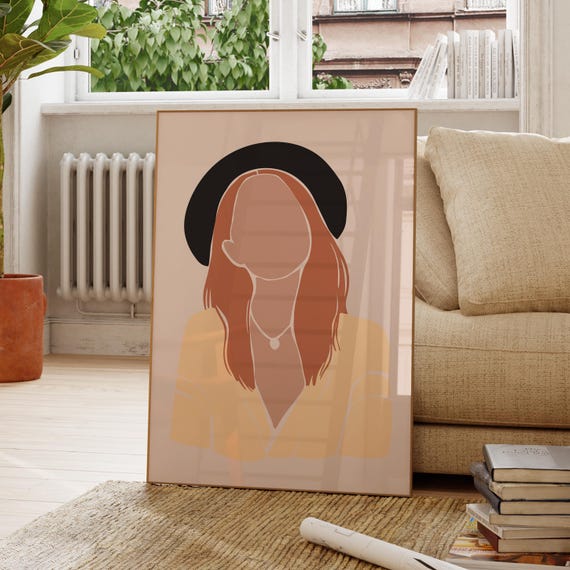 Female Outline Wall Art Abstract Neutral Poster Simple Bedroom Decor Scandinavian Style Print Colorful Modern