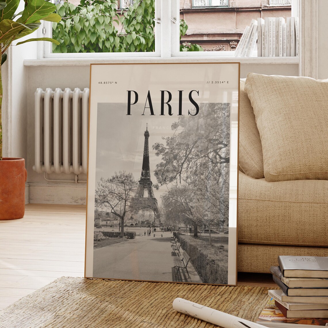 Paris France Modern Travel Poster, Wanderlust Decor