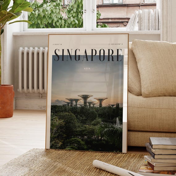 Singapore Asia Modern Travel Wall Art Design Color Print Wanderlust Decor Home Office Lover Gift
