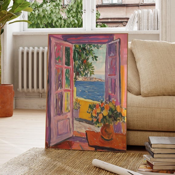 Open Window Henri Matisse Print Style Fauvism Painting Modern Exhibition Patio Doors Greece Mediterranean Sea 3