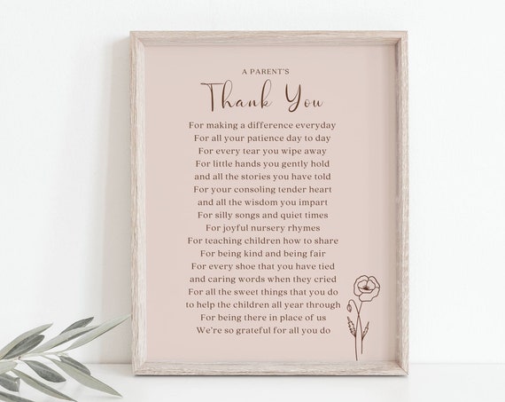 Teacher Thank You Gift, Nursery Appreciation Art Print