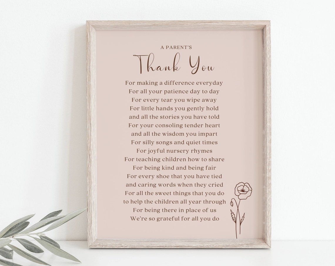 Teacher Thank You Gift, Nursery Appreciation Art Print