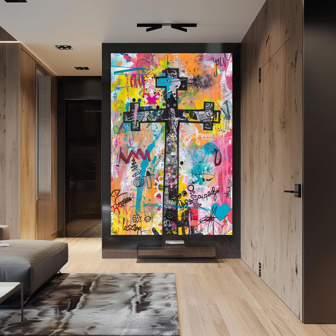 Graffiti Cross Crucifixion Vibrant Street Style Christian Poster - Image 2
