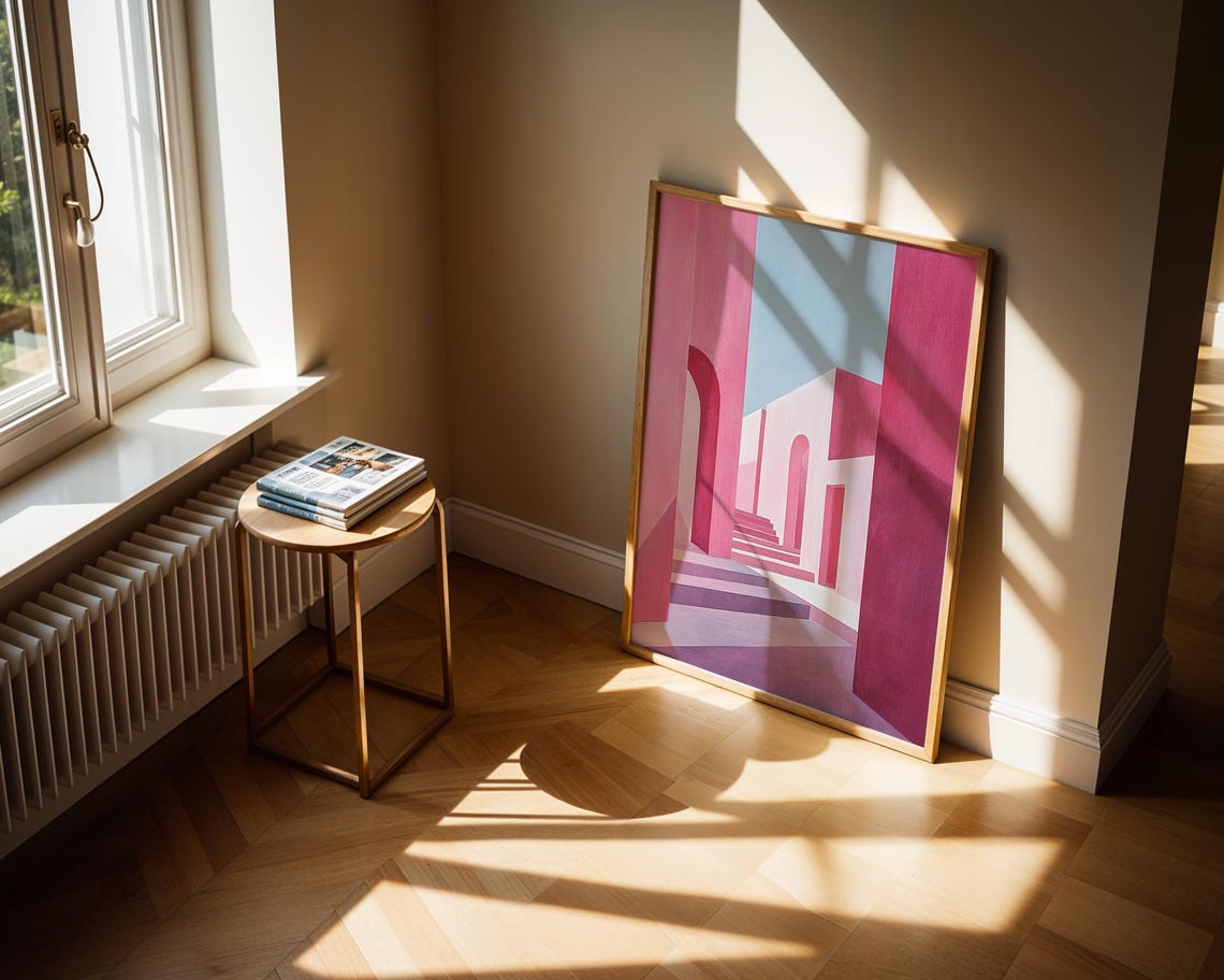 Pink Minimalist Architecture Abstract Dreamy Geometric Art Print - Image 5