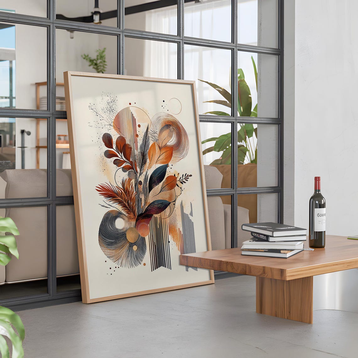 Boho Botanical Abstract Leaf Art Terracotta Modern Wall Poster - Image 2