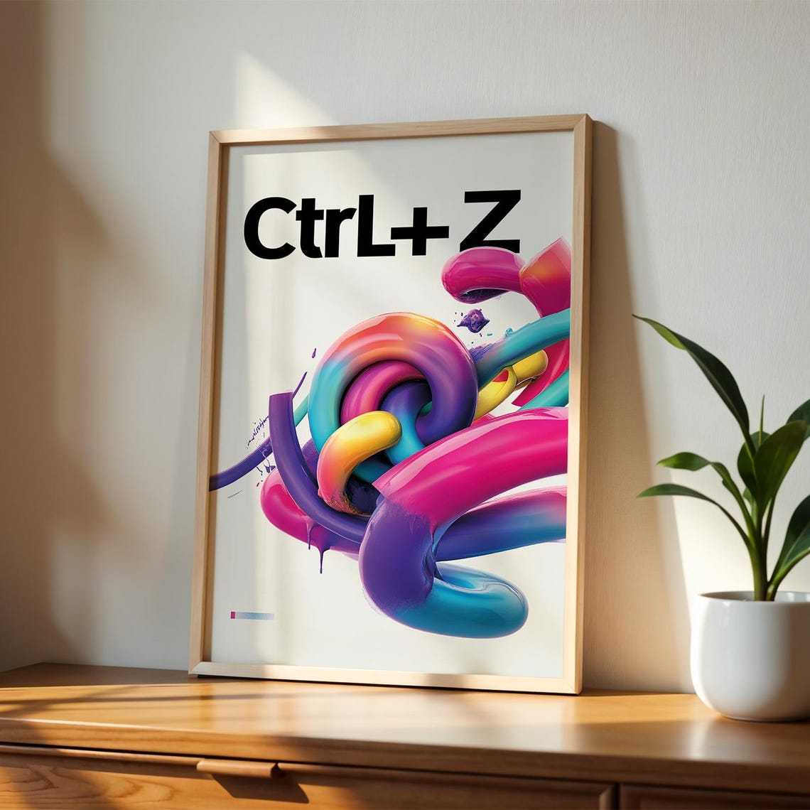 Ctrl+Z Graphic Designer Colorful Glossy 3D Abstract Tech Office Poster