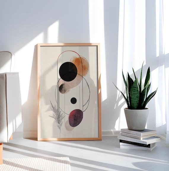 Minimalist Geometric Art Print Modern Abstract Botanical Wall Decor Neutral
