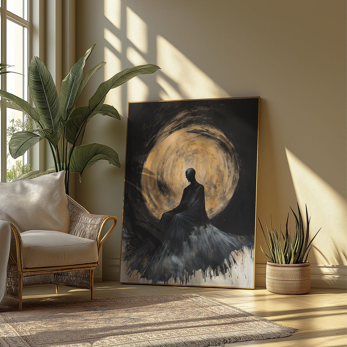 Ethereal Silhouette Art Print Mystical Aura Painting Abstract Figurative Wall - Image 2