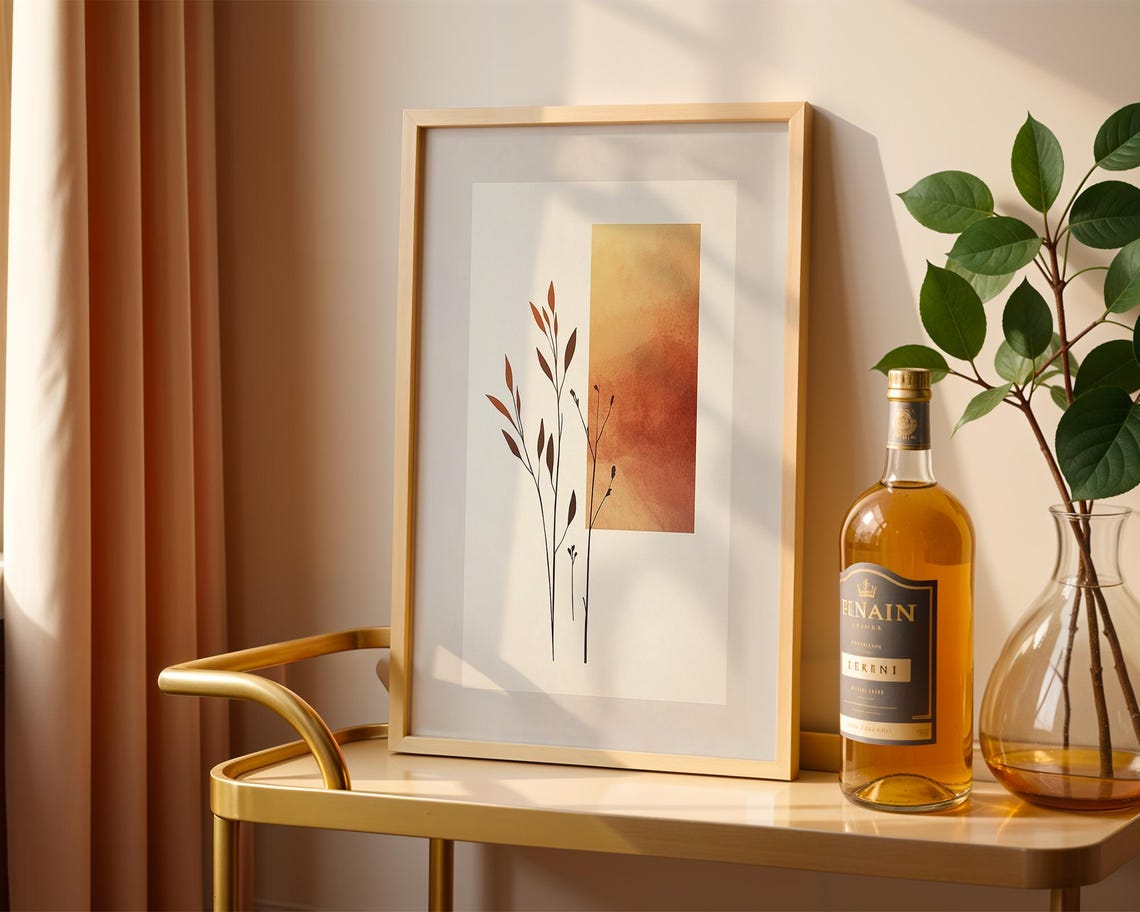 Minimalist Botanical Abstract Sunset Geometric Earthy Art Print - Image 4