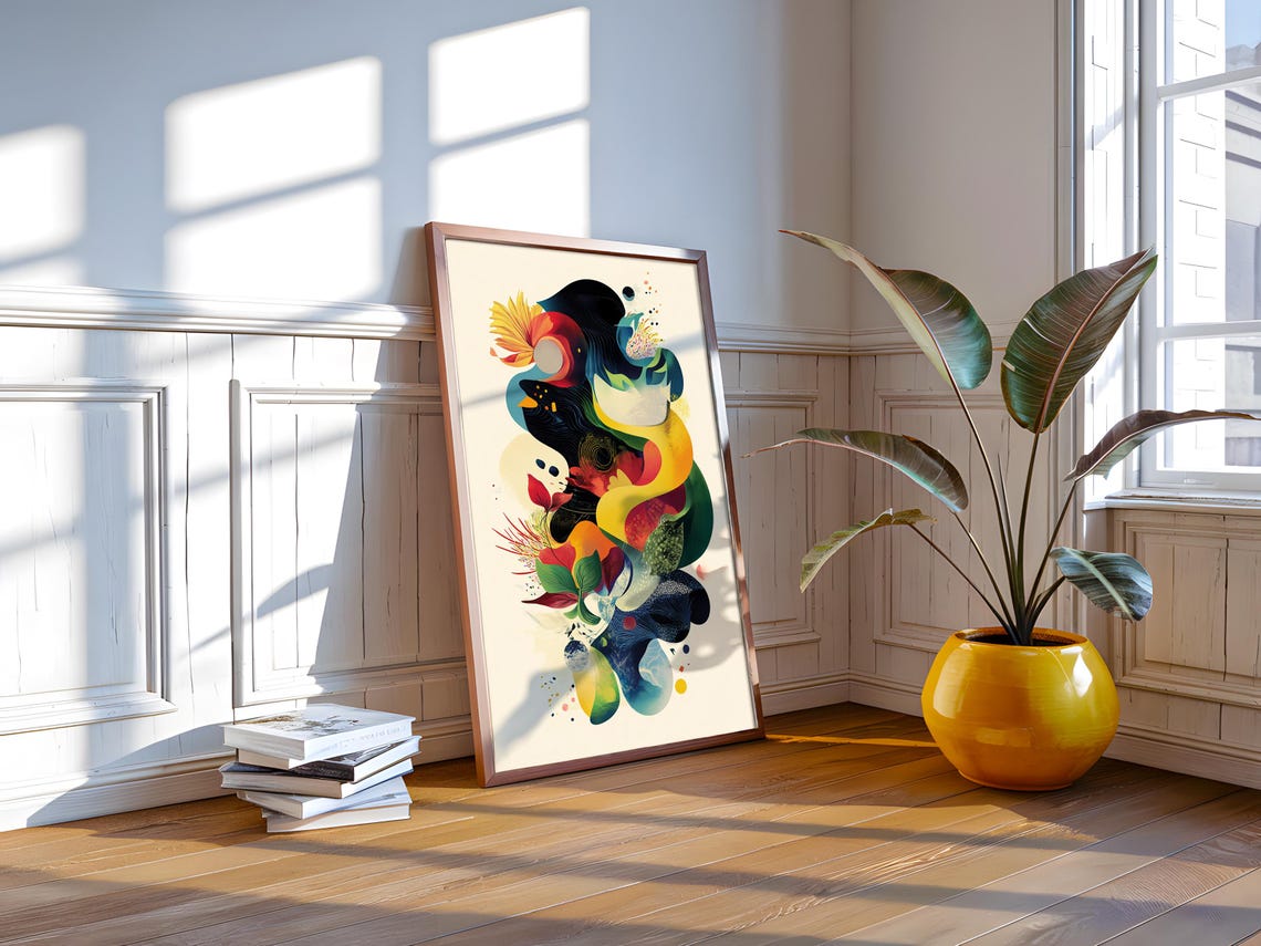 Vibrant Organic Abstract Art Print Colorful Blob Modern Painting - Image 5
