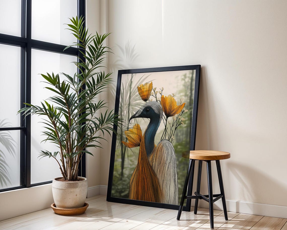 Floral Bird Art Print, Surreal Botanical Fantasy - Image 5