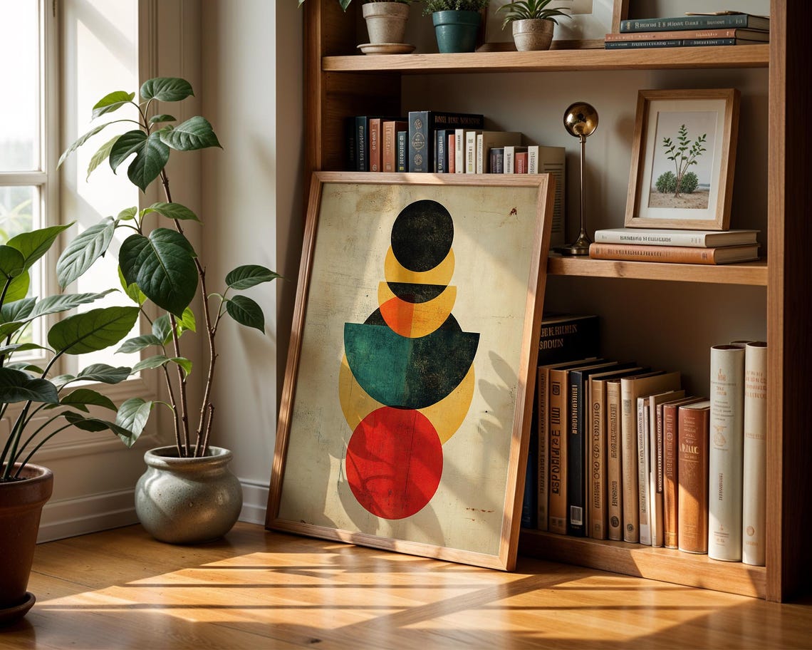 Vintage Geometric Circles Abstract Midcentury Modern Art Poster - Image 4