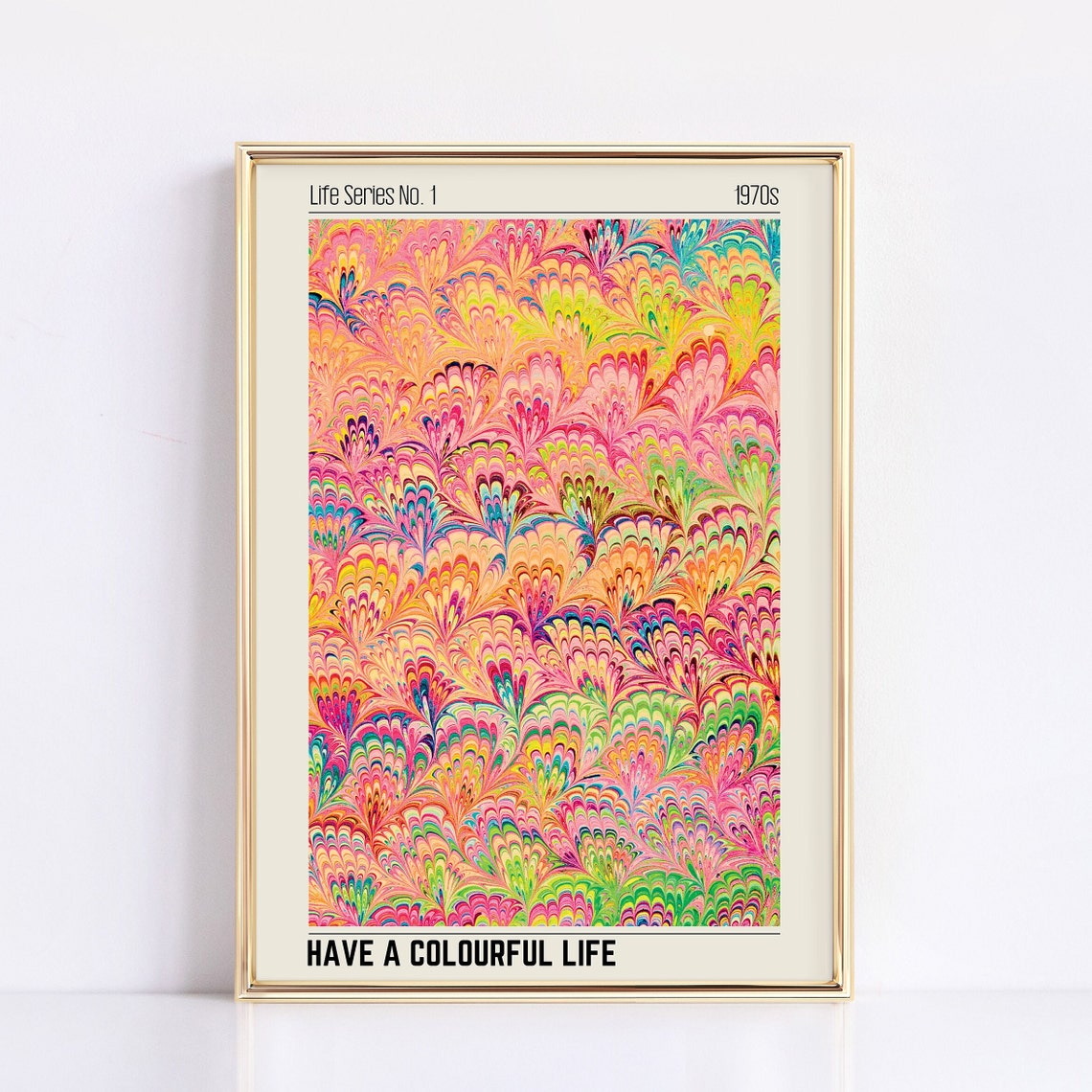 Have A Colourful Life 1970s Marbled Psychedelic Retro Art Poster