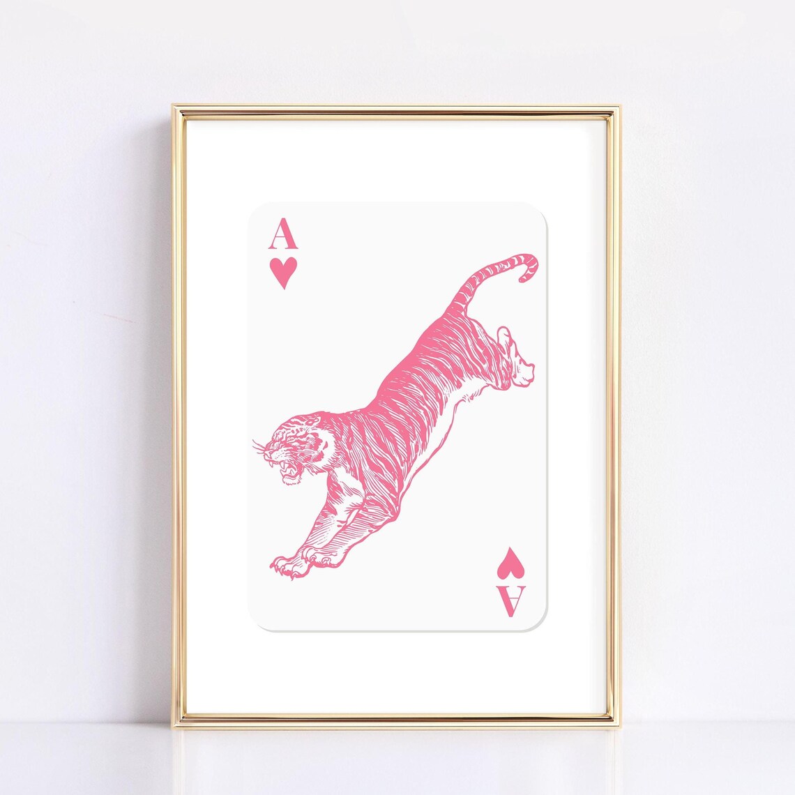 Retro Pink Tiger Poster, Preppy Maximalist Decor