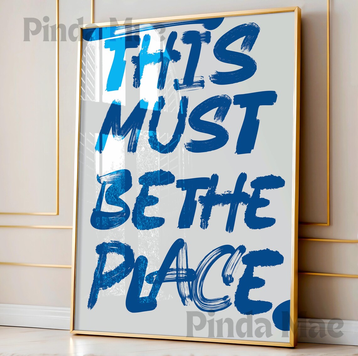 Blue Bar Cart Art Print, Retro Apartment Decor