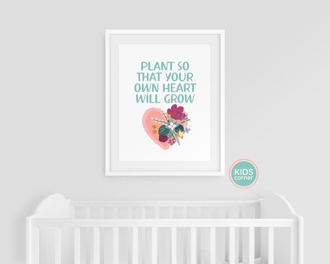 Plant So Your Own Heart Will Grow Teal Floral Heart Quote Poster - Image 3