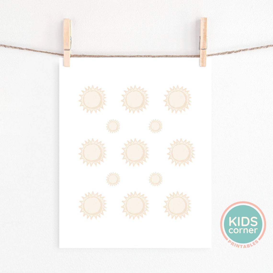 Cream Sunshine Grid Neutral Minimalist Boho Nursery Kids Room Poster - Image 2