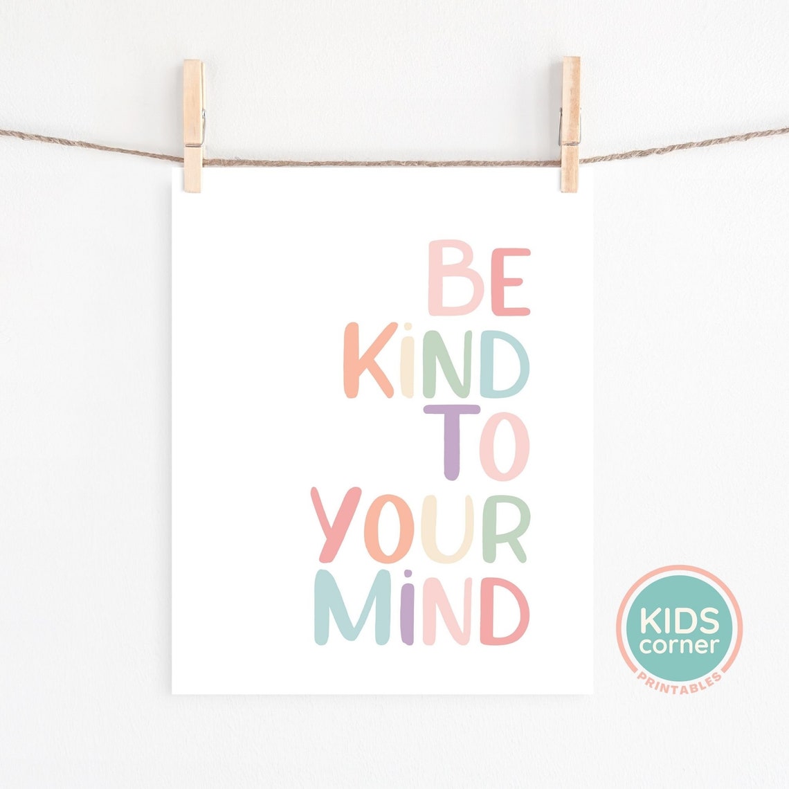 Be Kind To Your Mind Mindfulness Pastel Typography Quote Poster - Image 2