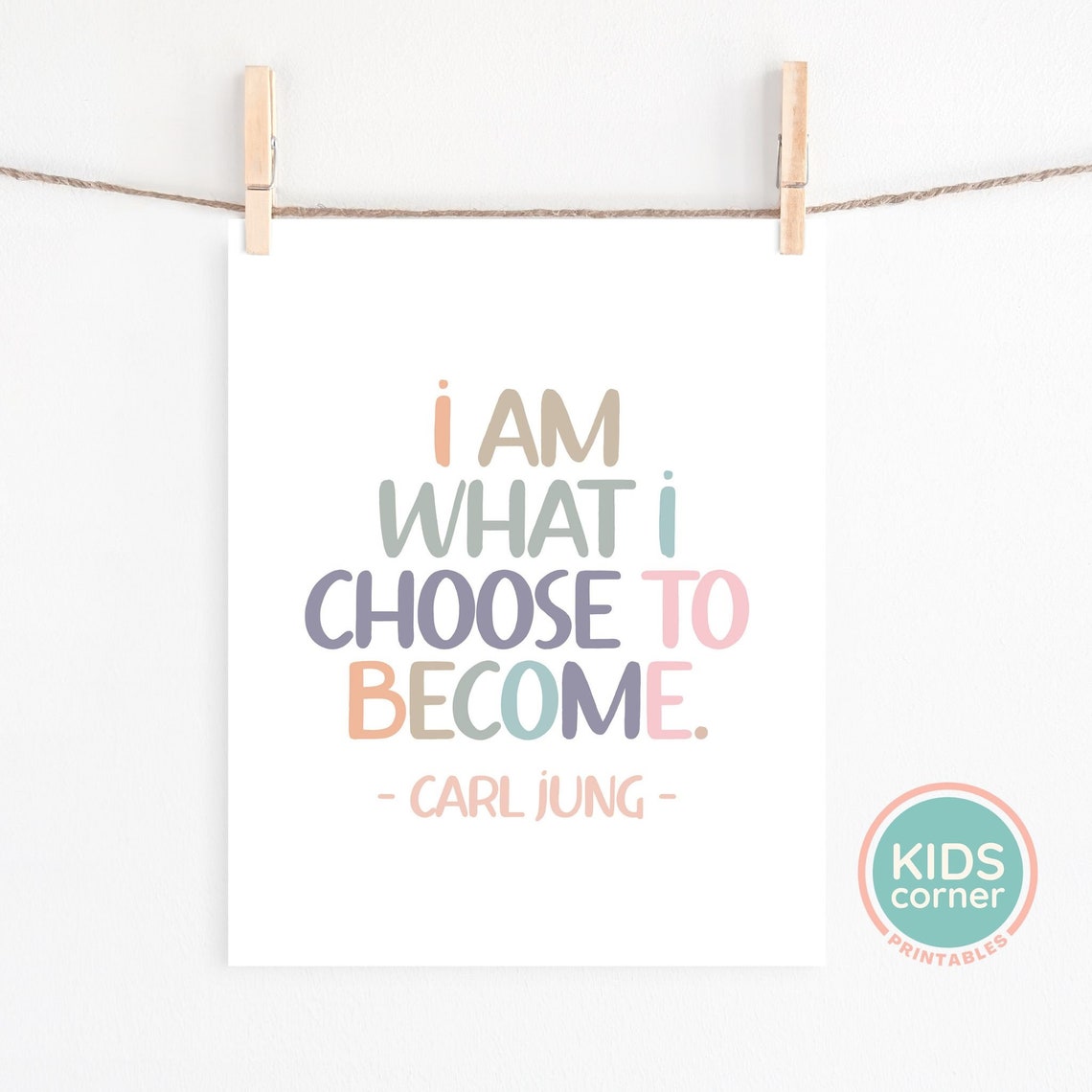 Carl Jung I Am What I Choose To Become Pastel Motivational Poster - Image 2