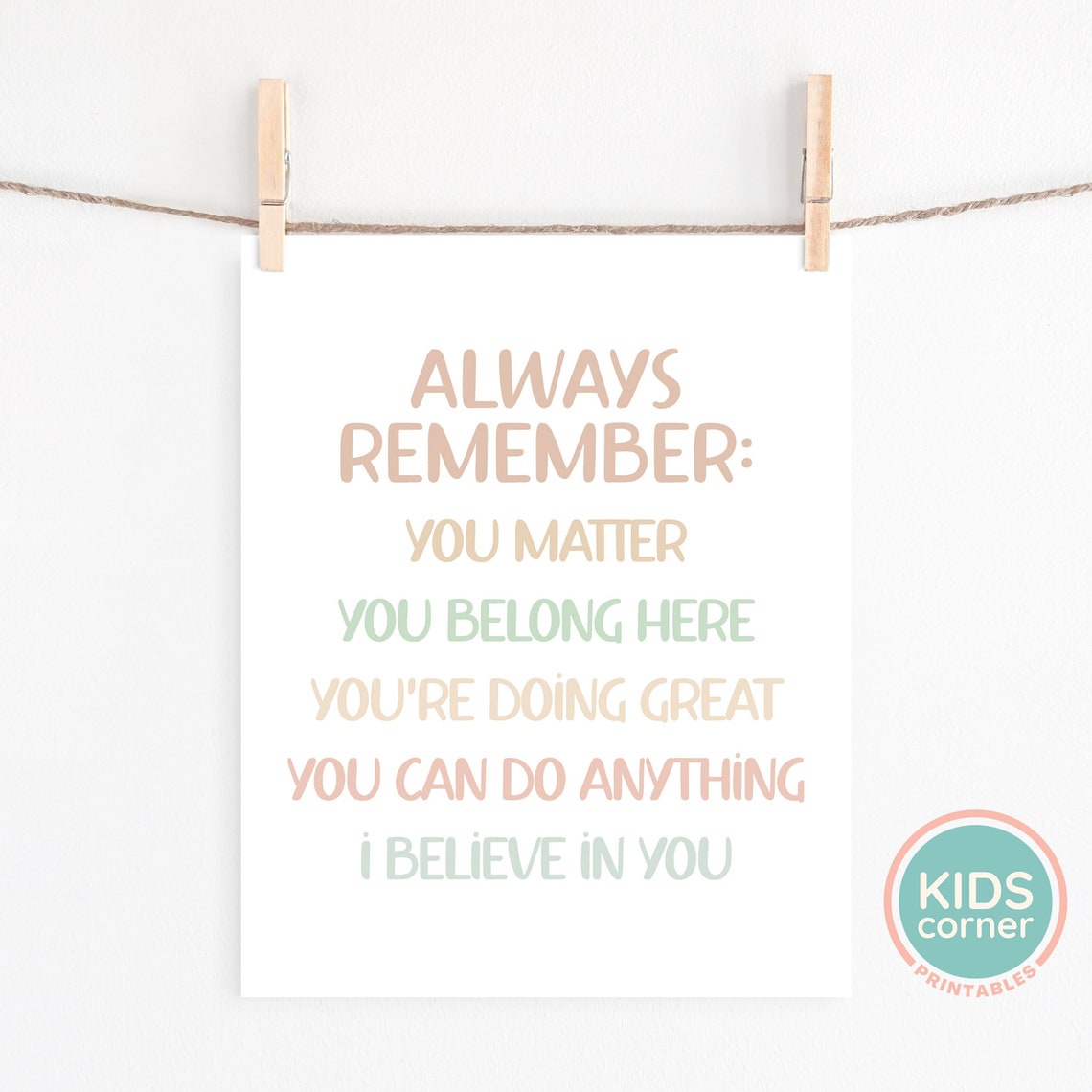 Always Remember You Matter You Belong Here Affirmation Quote Poster - Image 3