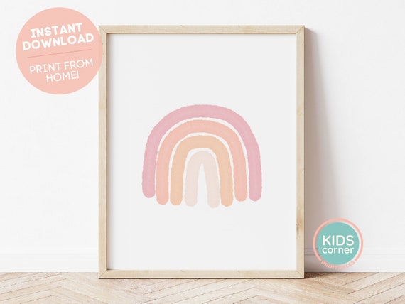 Pink Rainbow Wall Art Rainbow Nursery Decor Instant Wall Art Wall Art Girls Room Kids Wall Art