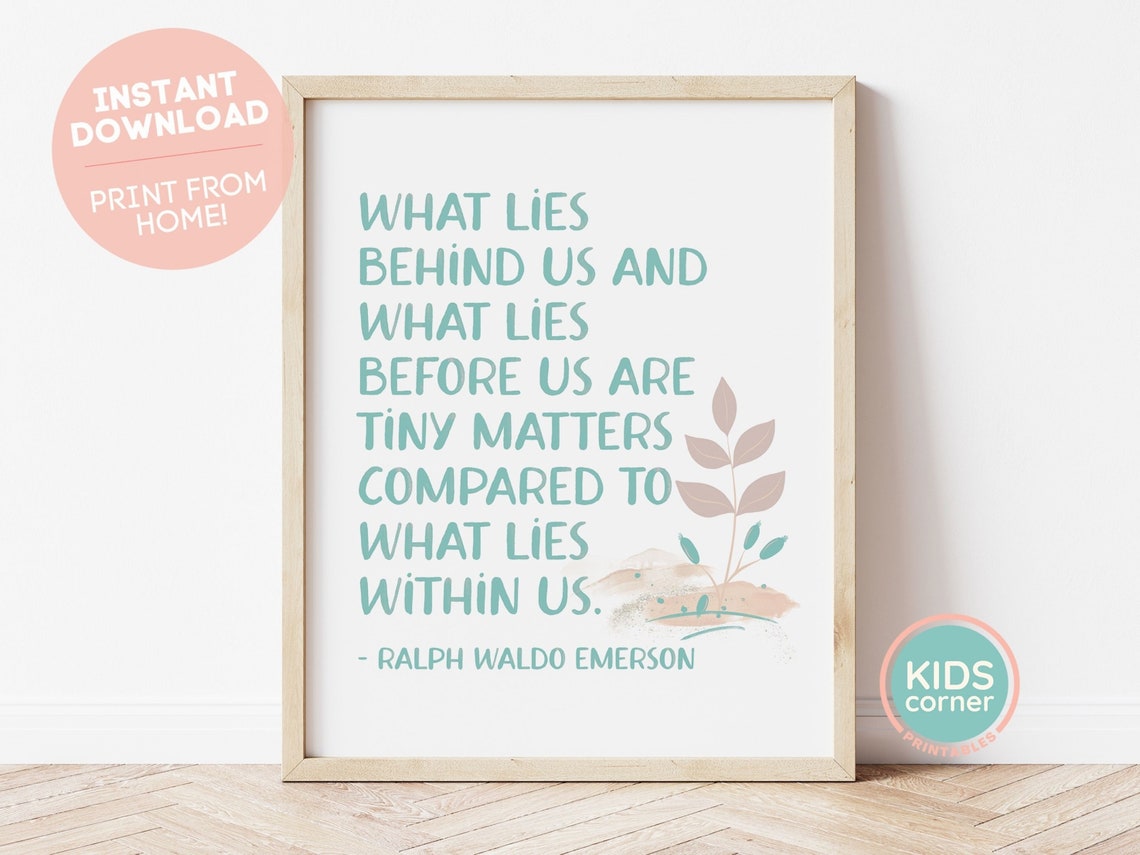 What Lies Behind Us Emerson Teal Minimalist Inspirational Quote Poster - Image 3