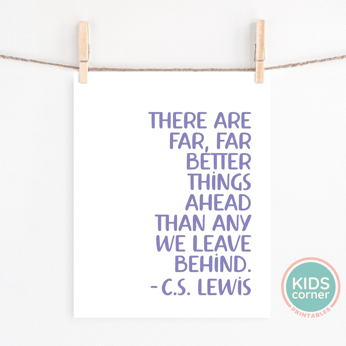 C S Lewis Better Things Ahead Purple Typography Quote Art Poster - Image 2