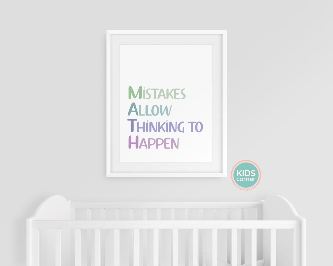 Mistakes Allow Thinking To Happen Green Blue Classroom Poster - Image 3
