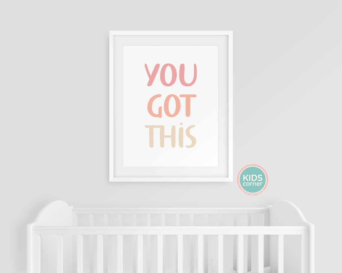 You Got This Pink Peach Hand Lettered Encouragement Quote Poster - Image 3