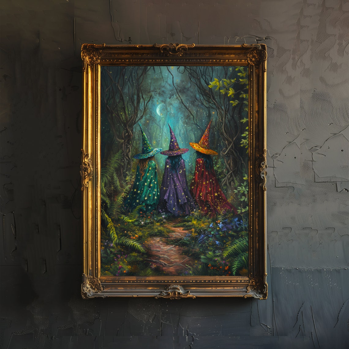Colorful Witches Dark Academia Art Print