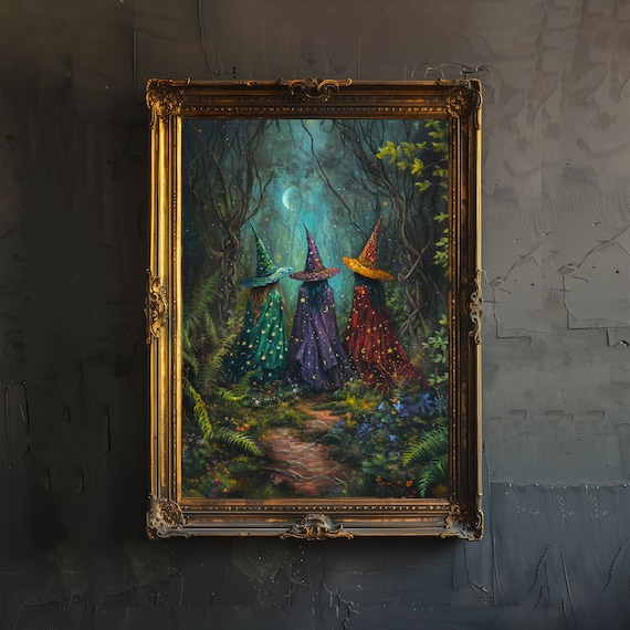 Colorful Witches Dark Academia Art Print
