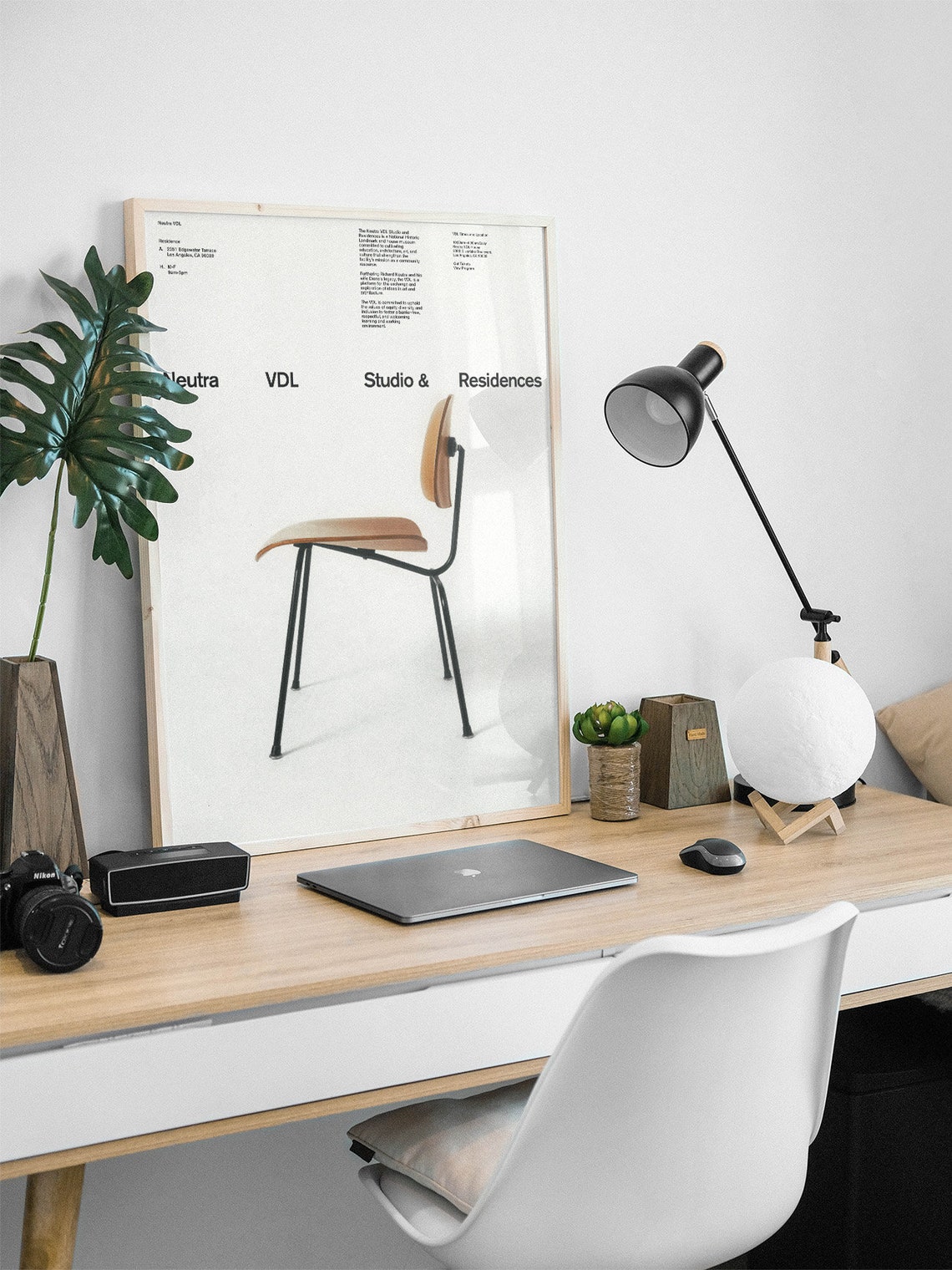 Neutra VDL Studio Residences Wooden Side Chair Minimal White Poster - Image 2