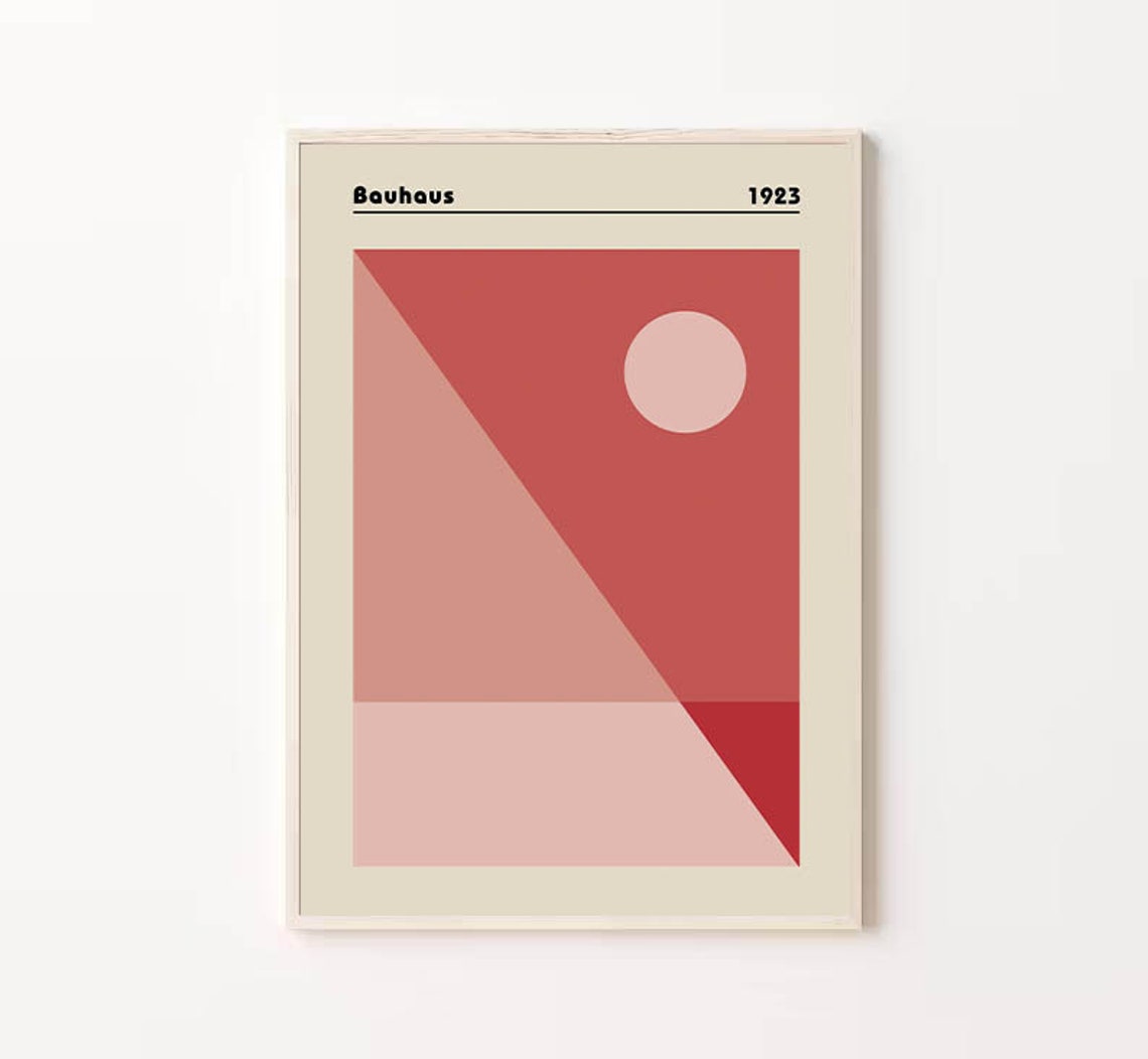 Bauhaus 1923 Red Geometric Triangles Circle Minimal Art Poster