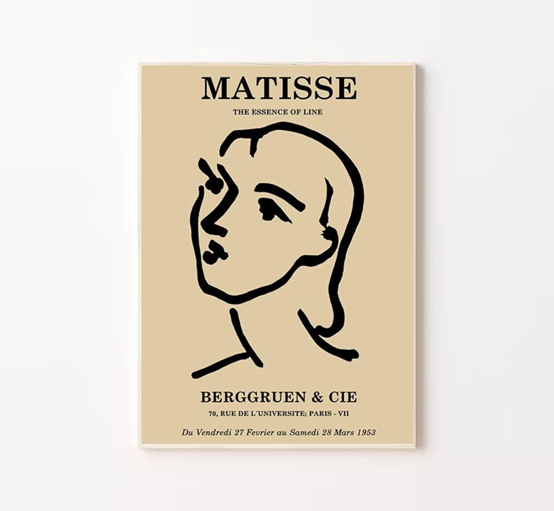 Henri Matisse Line Art Woman Portrait 1953 Paris Exhibition Poster