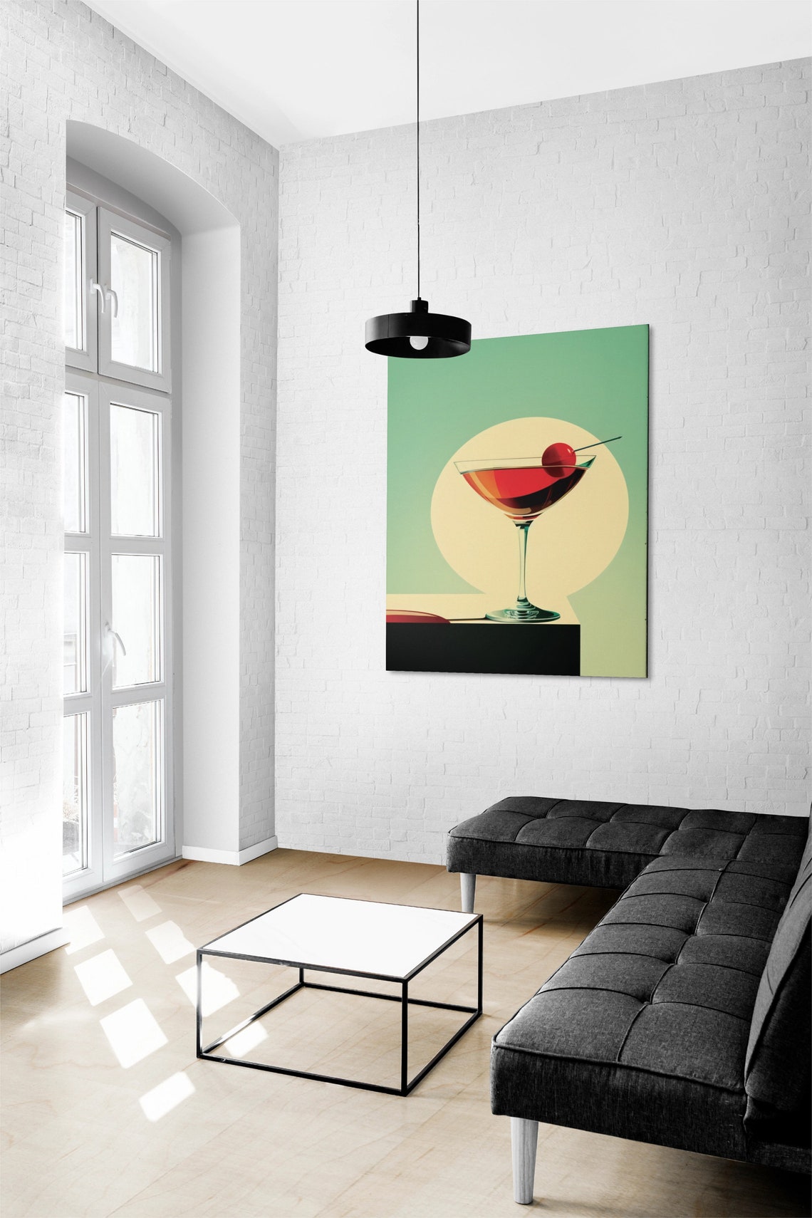 Vintage Martini Glass With Cherry Mid Century Retro Bar Decor Poster - Image 3