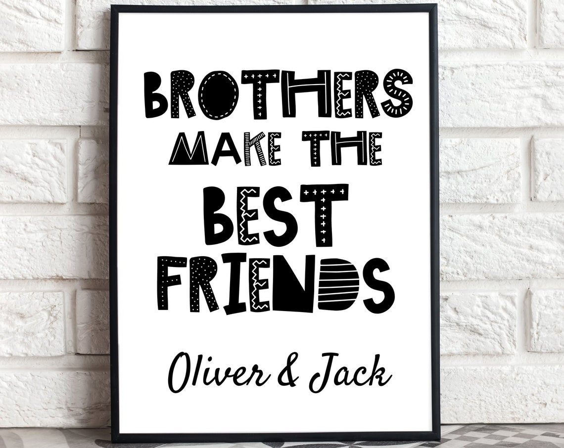 Personalised Brothers Best Friends Gift Playful Type Miles Arlo Poster - Image 3