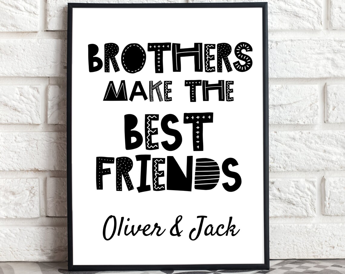 Personalised Brothers Best Friends Quote Miles Arlo Nursery Poster - Image 3