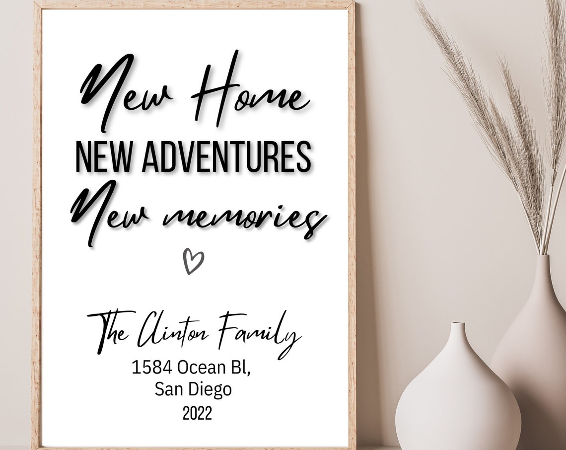 New Home New Adventures New Memories Personalized Family Poster