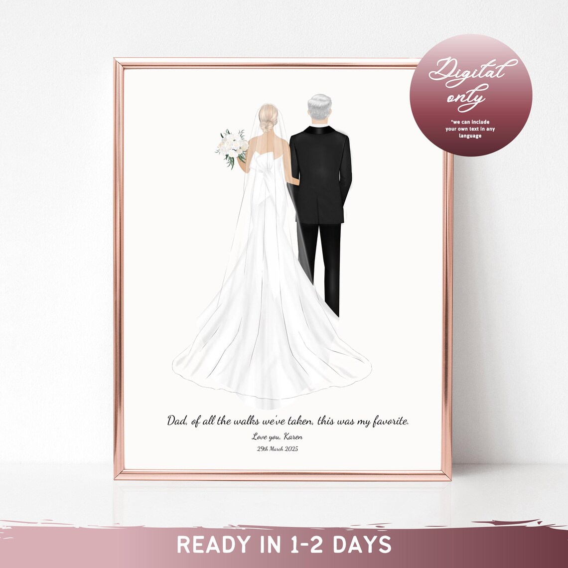 Father of the Bride Wedding Walk Custom Quote Portrait Poster