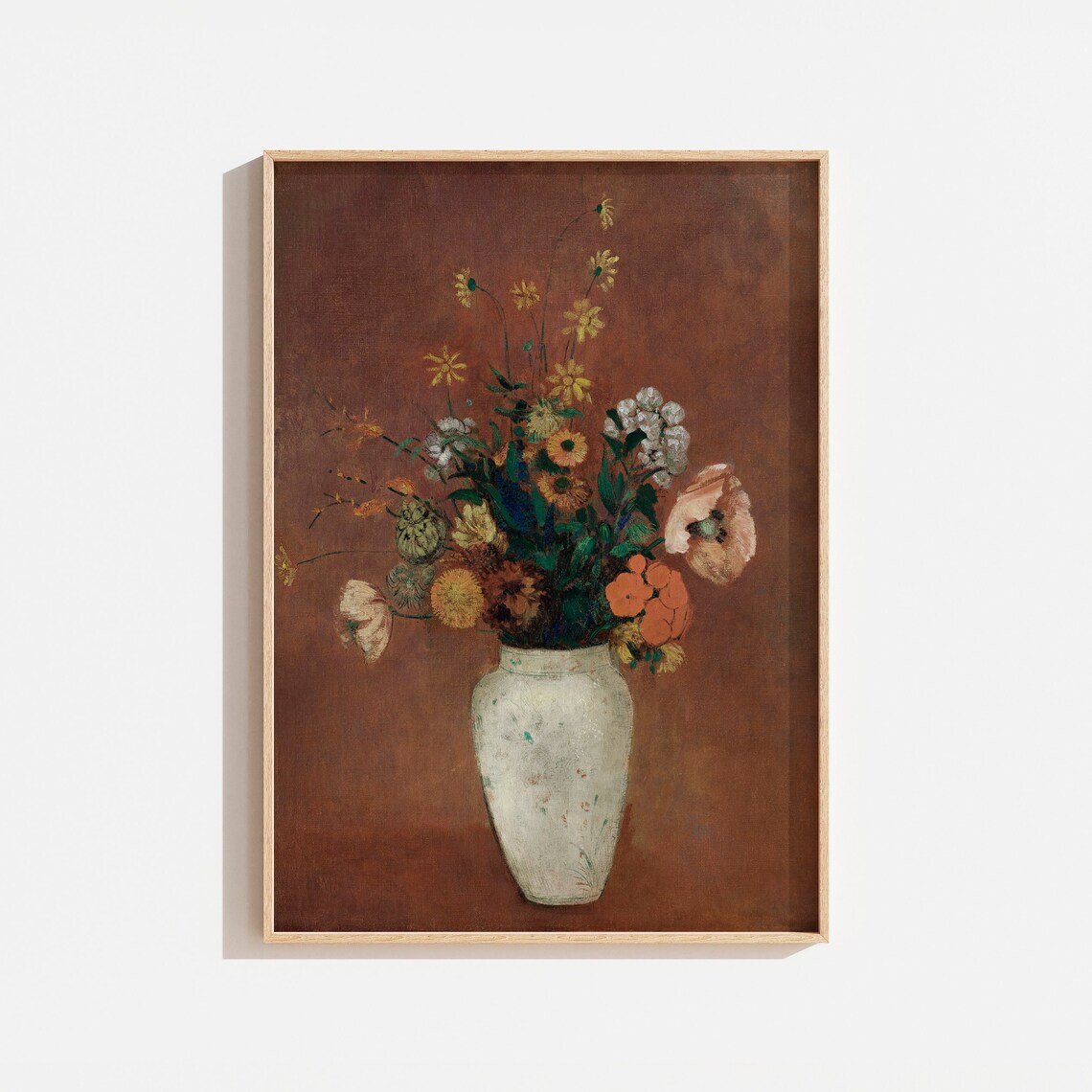 Vintage Still Life Painting Art, Warm Autumn Floral Print